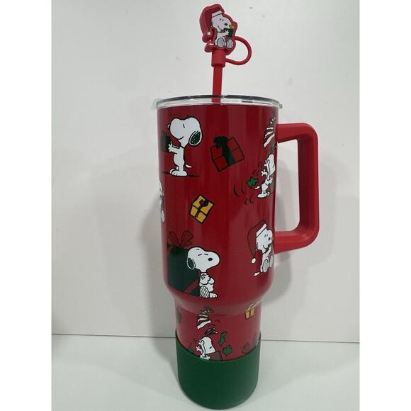 Peanuts Snoopy Stainless Steel Tumbler 2025 Christmas With Straw - Picture 1 of 4